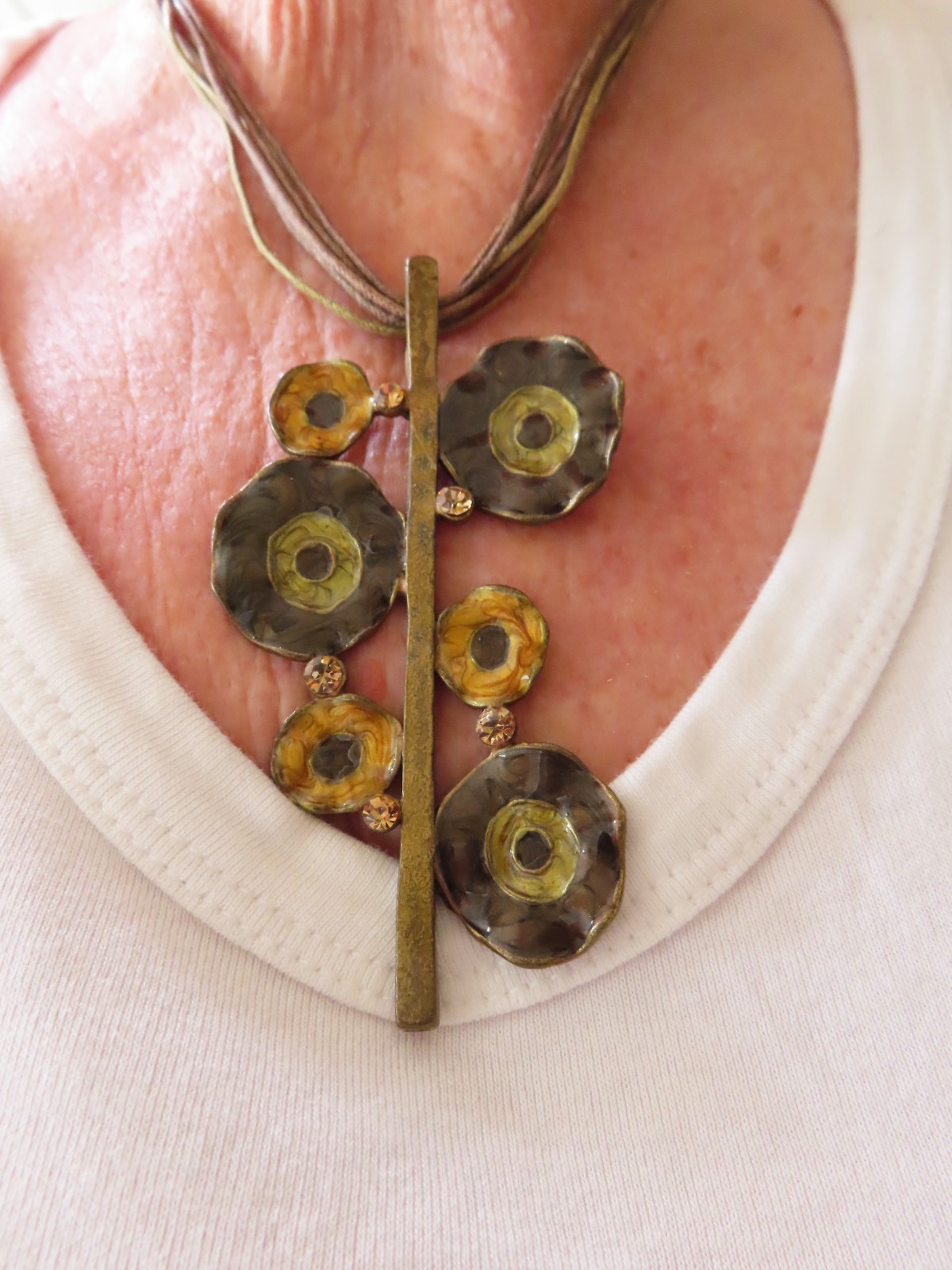 Vintage Contemporary Brown & Golden Yellow Statement Necklace