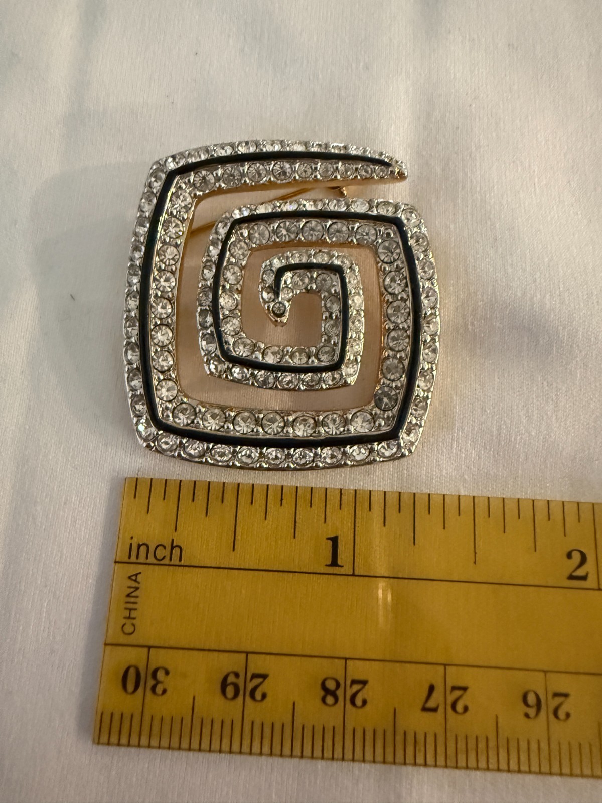 Swarovksi -Vintage Signed Black Enamel and Crystal Brooch