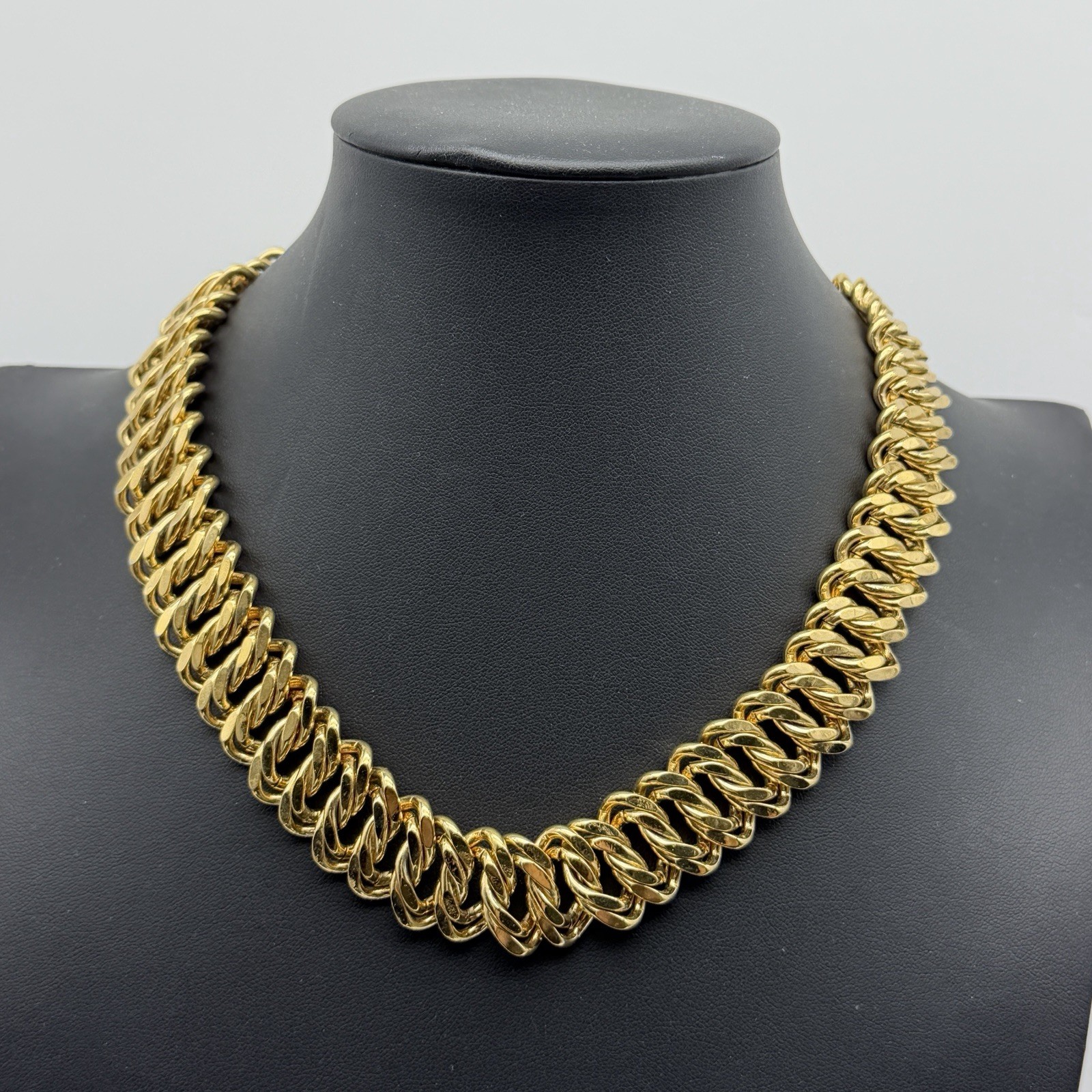 Vintage Napier Gold Tone Chain Necklace Chunky 3/4″ Wide Statement 1980s 18″
