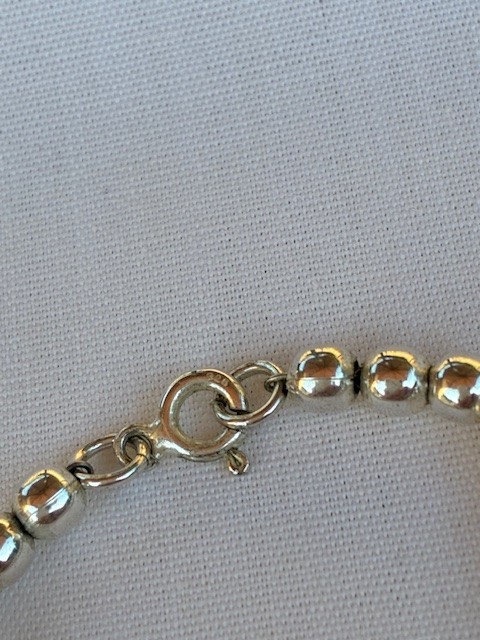 Vintage 925 Sterling Silver Bead Necklace 18″ Strand 4mm strung on chain 13.44g