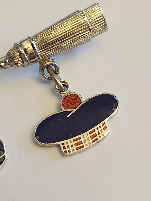 Vintage Sterling Silver BMCo Canadian Curling Brooch Pin Enamel 925 – 5.4g