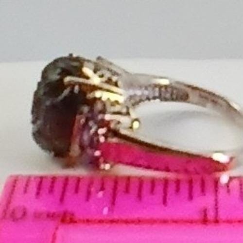 Vintage 1990s Thailand CBS 925 Sterling Silver Carved Onyx Amethyst Ring Size 8