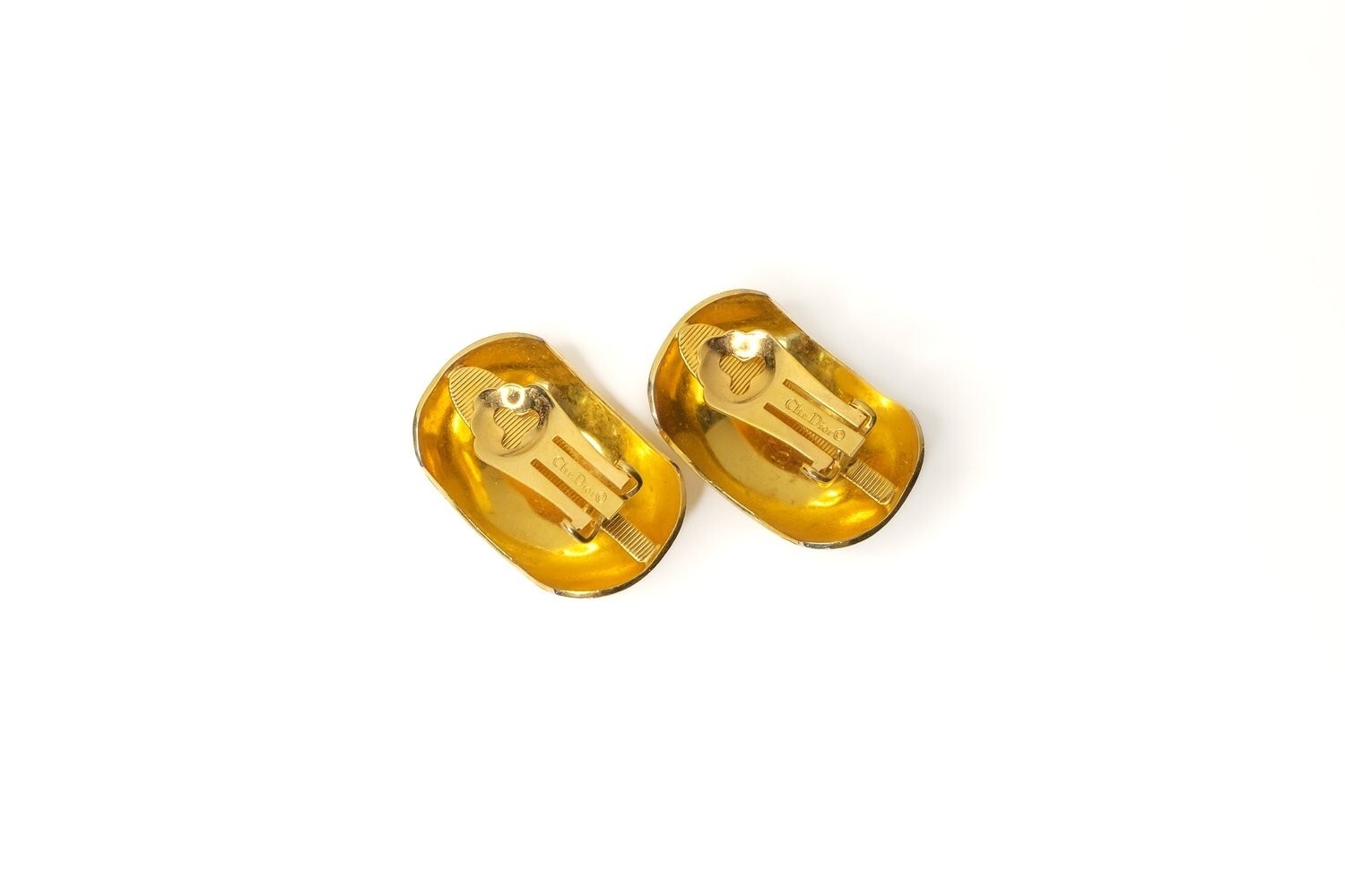 Dior Women’s Gold Tone Half Hoop Dome Clip On Earrings Large