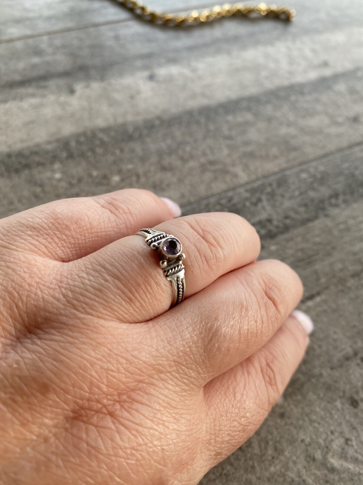 925 Sterling Silver Ring Amethyst Vintage Women Size 6.5