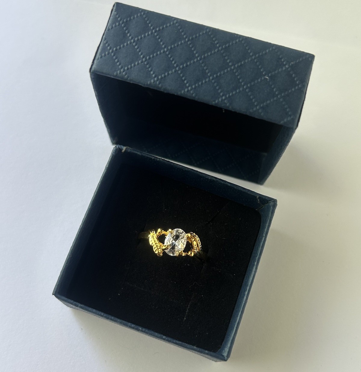 Vintage Clear Cubic Zirconia Ring Gold Plated Womens Size 10