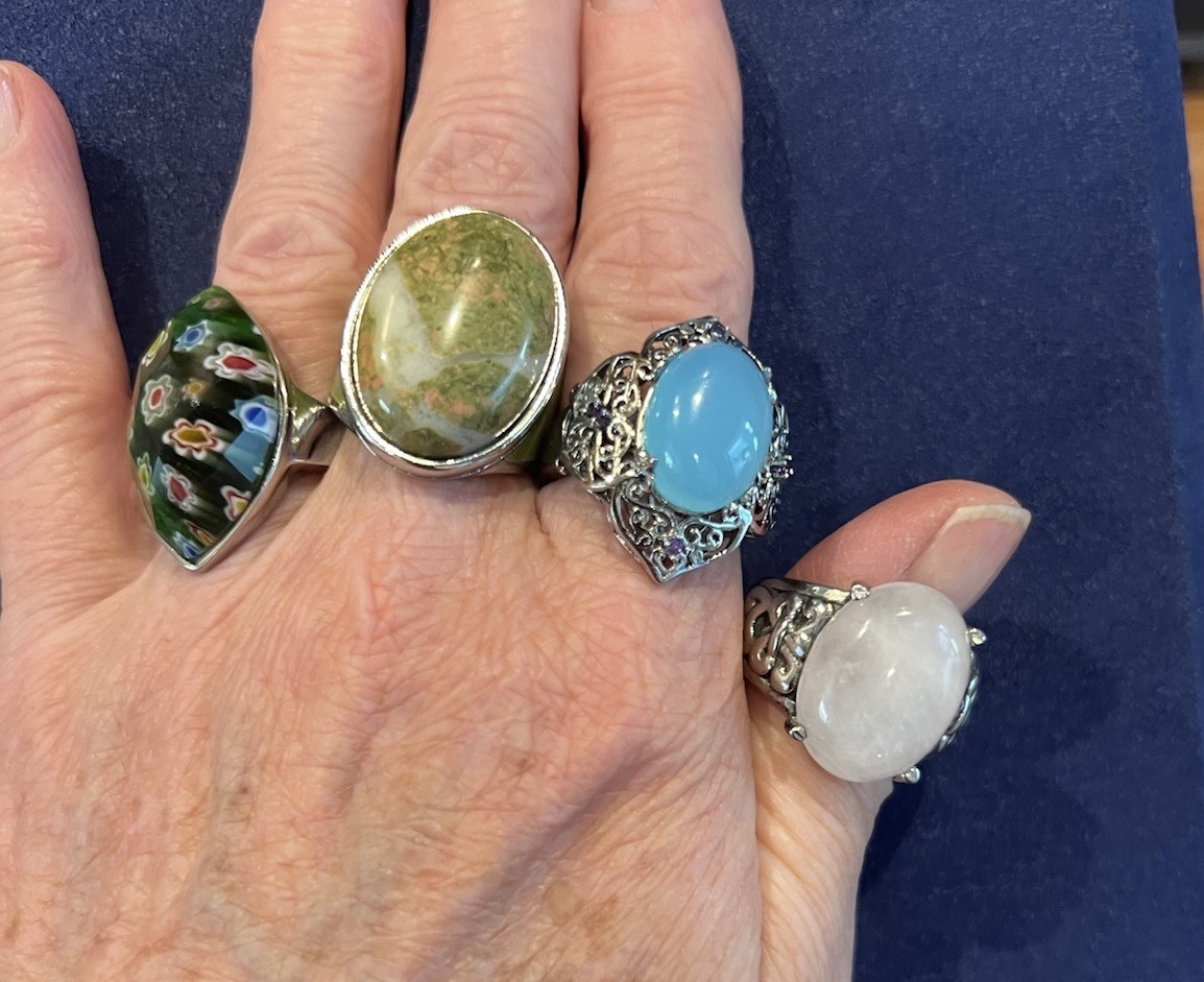 Vintage Stainless Steel Rings Costume Chunky Jewelry Lot Of 4. Size 8