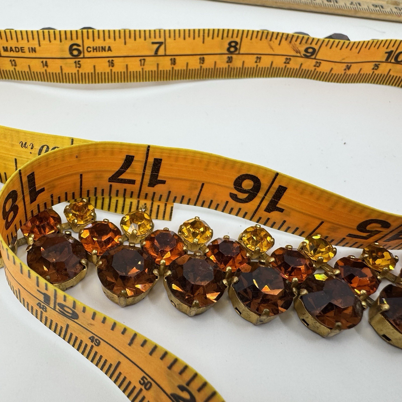 Large Statement Gold Tone Multi-tone Amber Round Rhinestone Necklace 17”