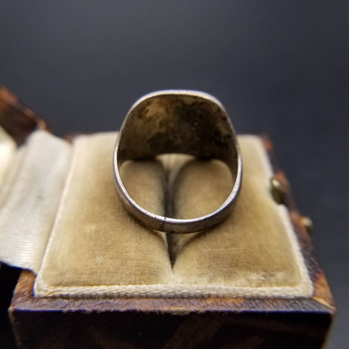 Simple No Monogram Art Deco 925 Silver Vintage Signet Ring Square