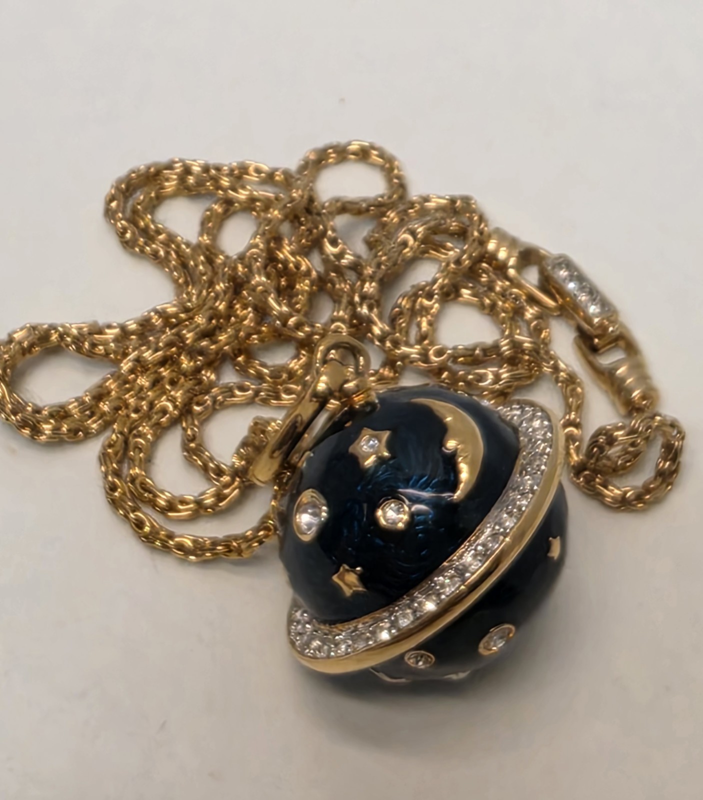 1980s Swarovski Celestial 4 Pc Set Necklace Brooch Earrings Star Moon Saturn HTF