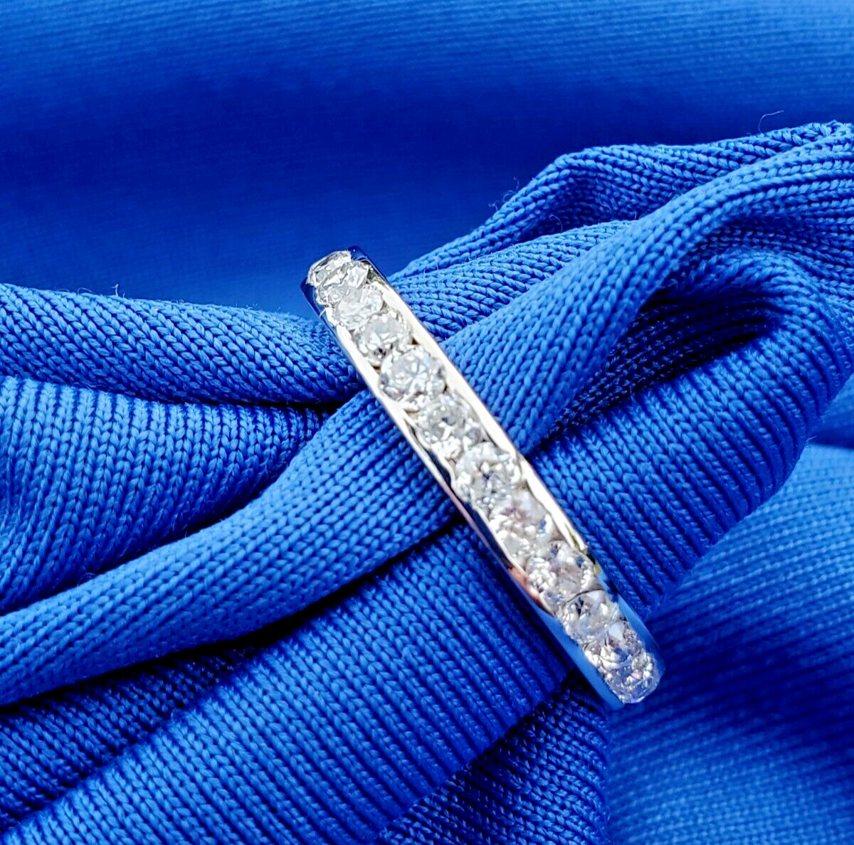 Original EARTH MINED DIAMOND Deco Band PLATINUM Eternity Anniversary Ring S 5.25