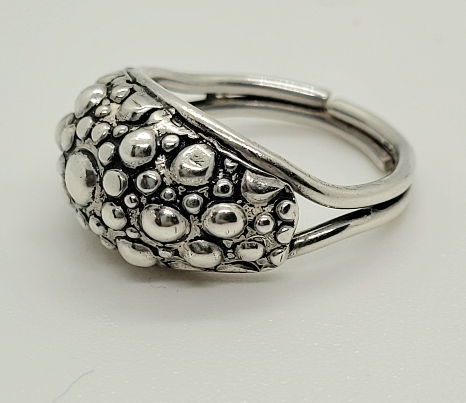 Vintage Sterling Silver Ring Sz 6 Adjustable Bubble Granulation Textured Beau