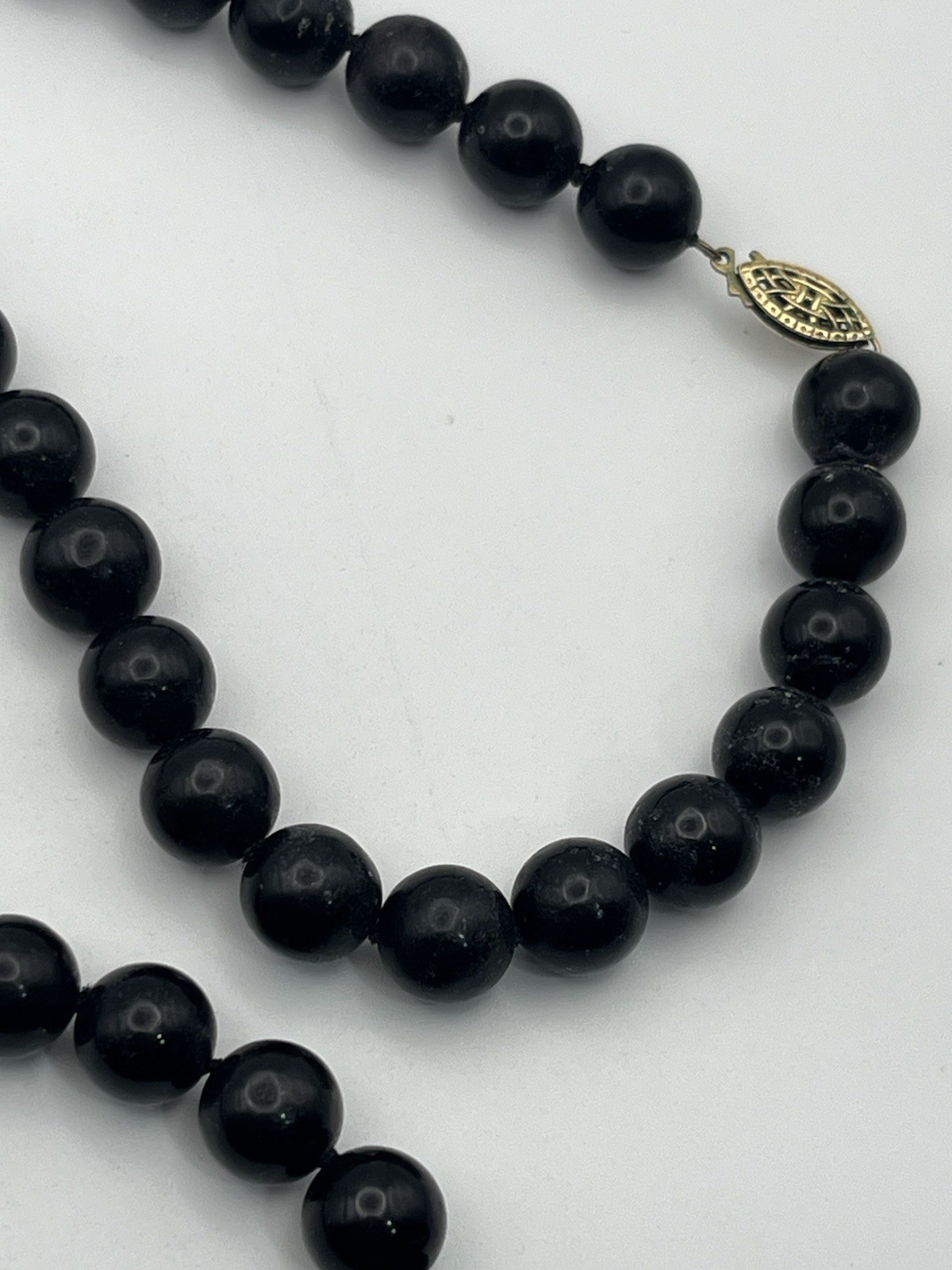 Gold filled Chinese cloisonné flower beaded black vintage necklace