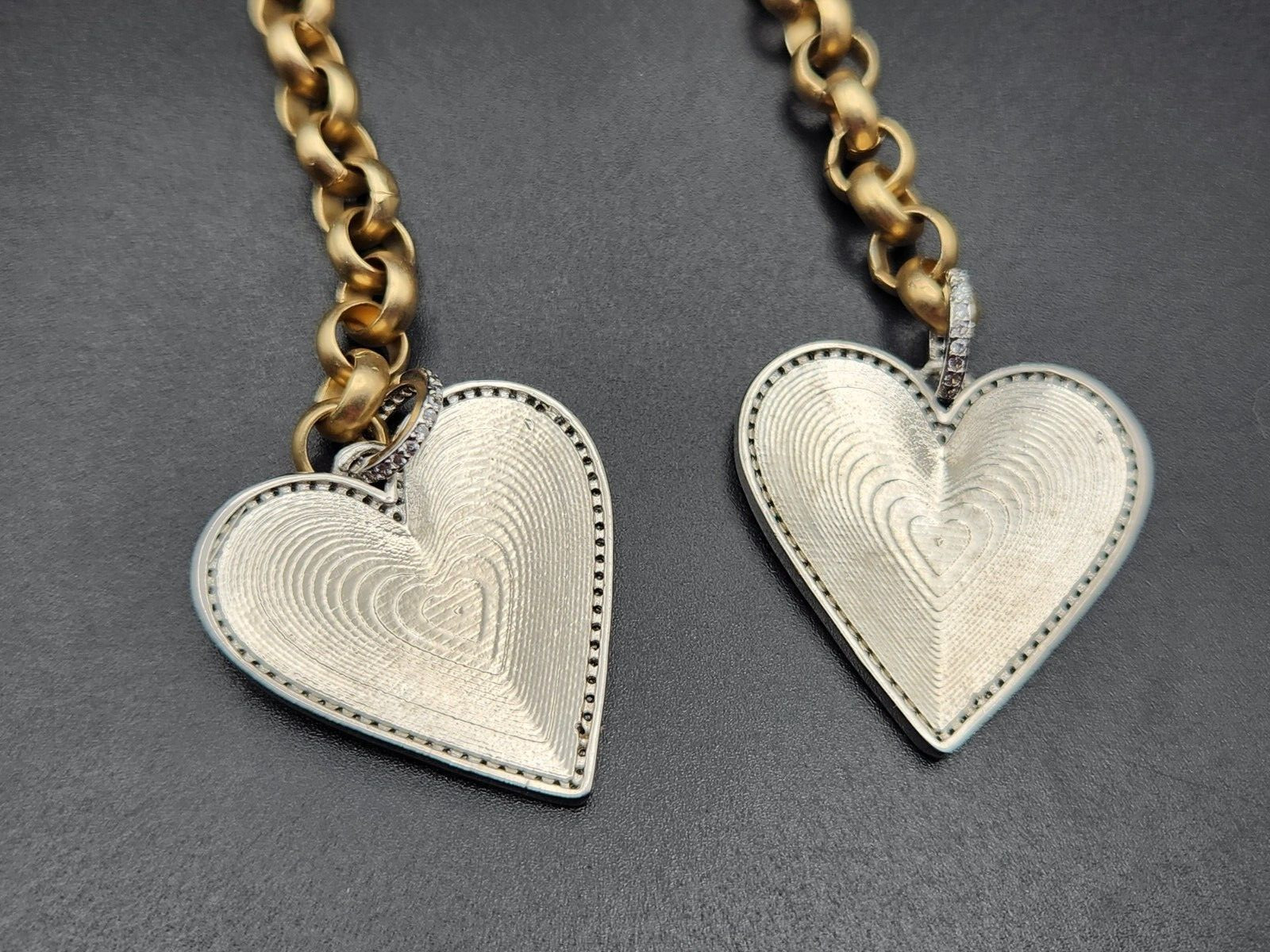 Stylish Silver Tone Heart Charm Wrap Gold Tone Chain Necklace
