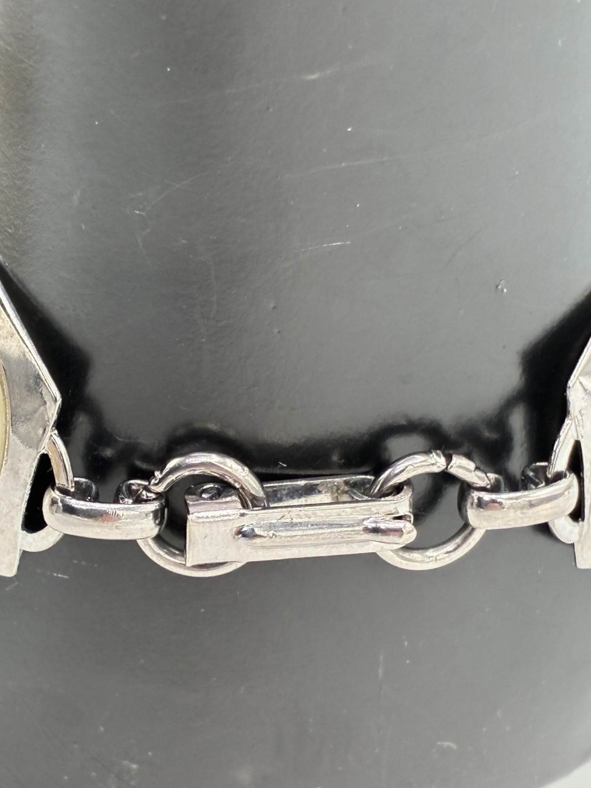 Vintage Pennsylvania Dutch Hex Sign Enamel Link Bracelet Silver Tone Folk Art
