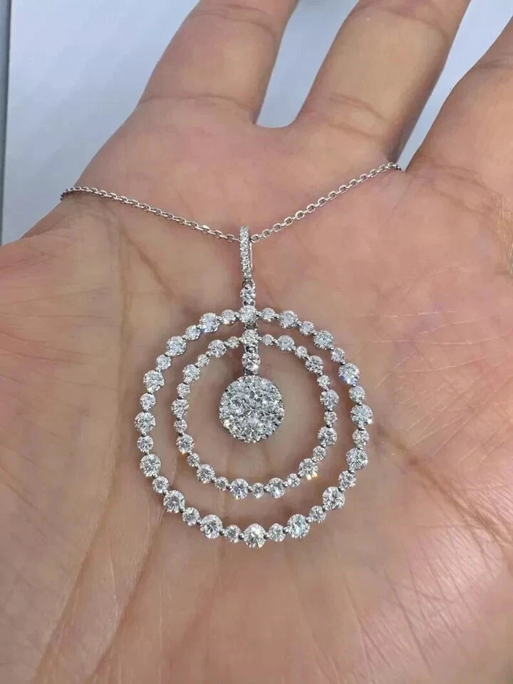 Art Deco Round Cut Lab Created Diamond Bridal Wedding Gift Pendent 925 silver