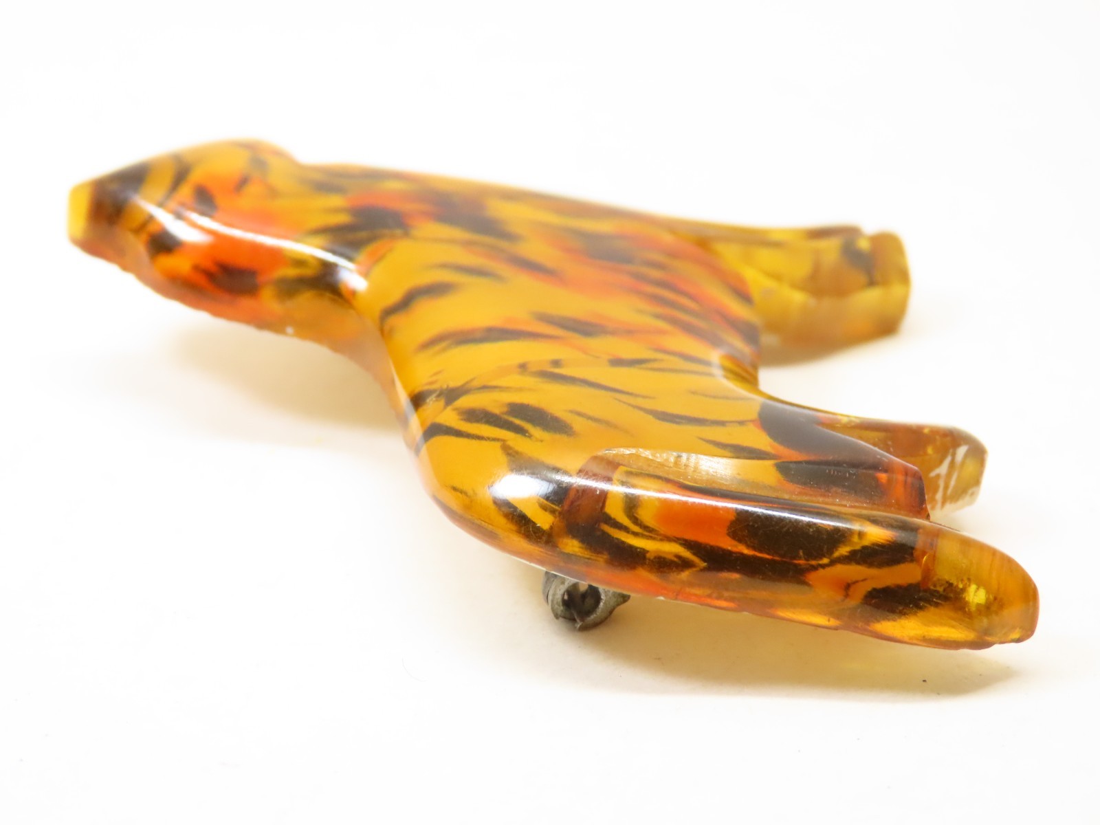 Rare Collie Dog Pin Brooch Amber Tortoiseshell Tone Vintage Golden Brown D5837