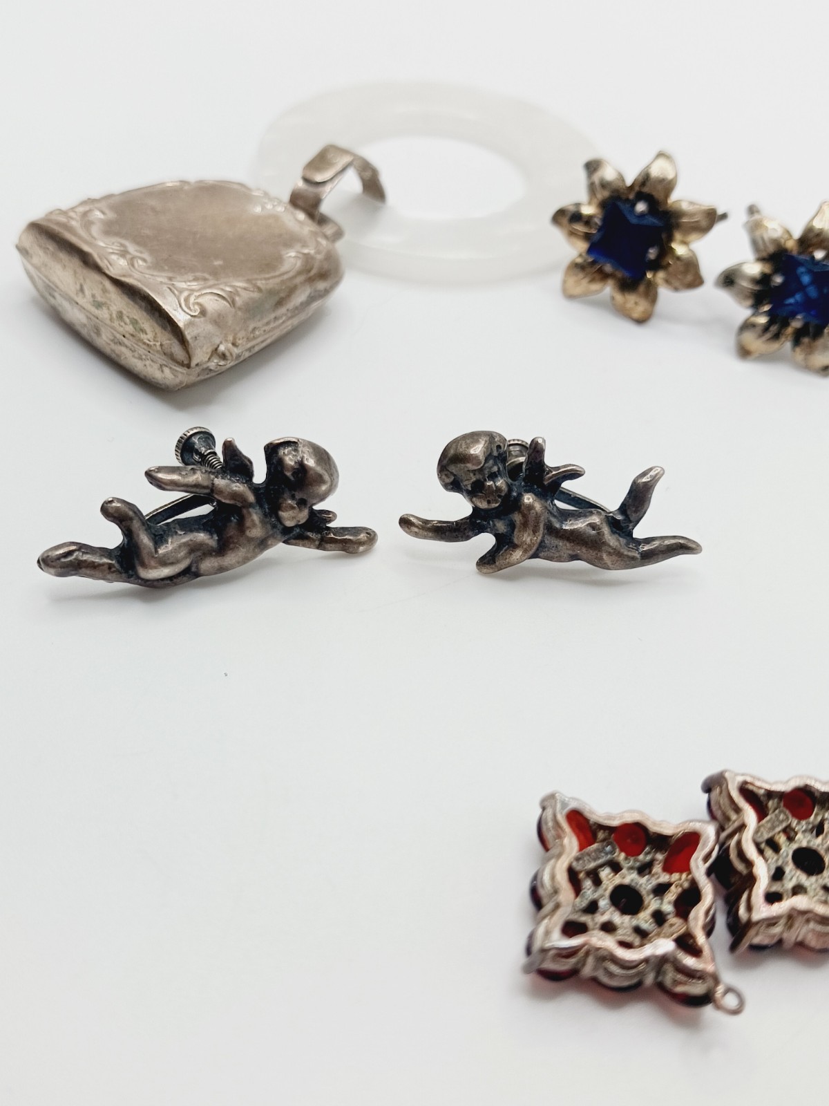 Lot Vintage Sterling Silver Jewelry for Repair cherub flower rattle webster 25g