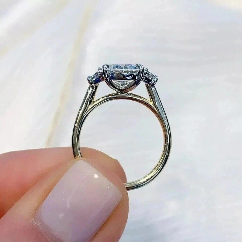 3.8Ct Art Deco Style VVS1 Lab Created Diamond Wedding Engagement 925 Silver Ring