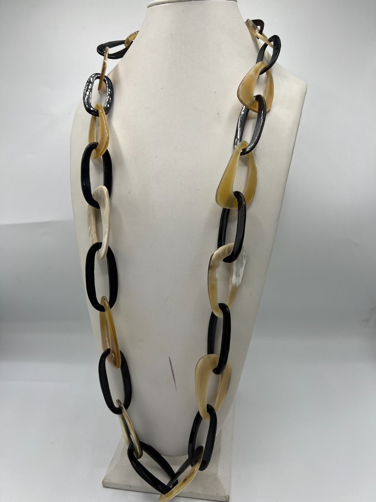 3 Natural Horn Necklaces Lot Organic Statement Black Cream Brown 26″ 36″ 44″