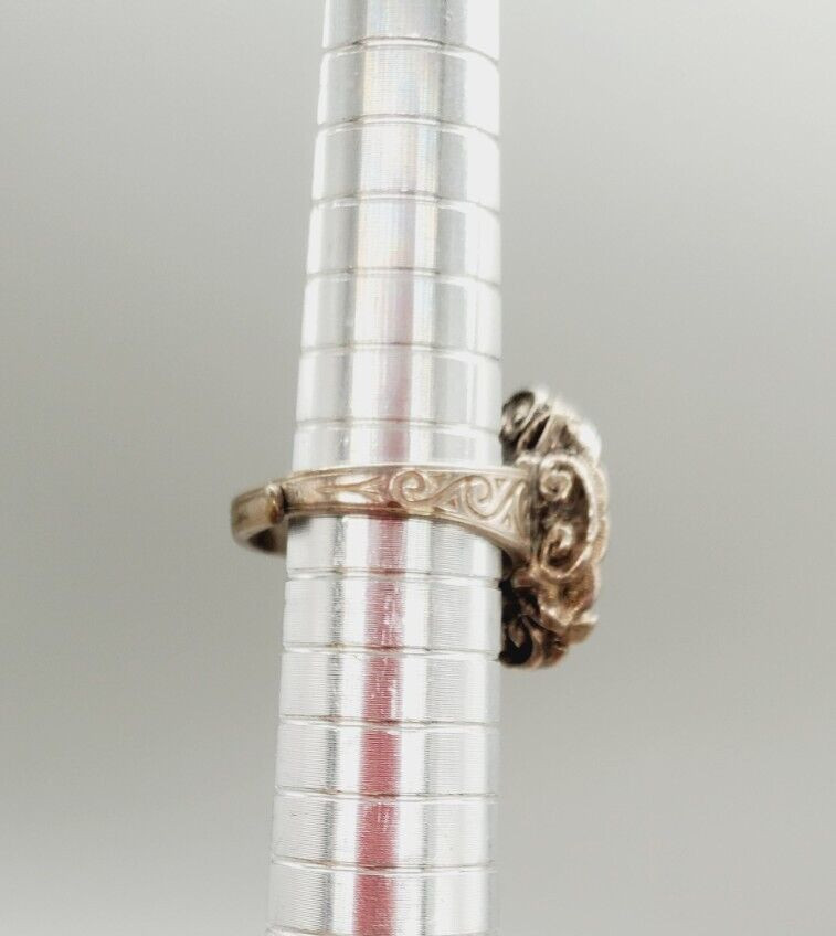 vintage Agate adjustable Silver tone ring size 5.5