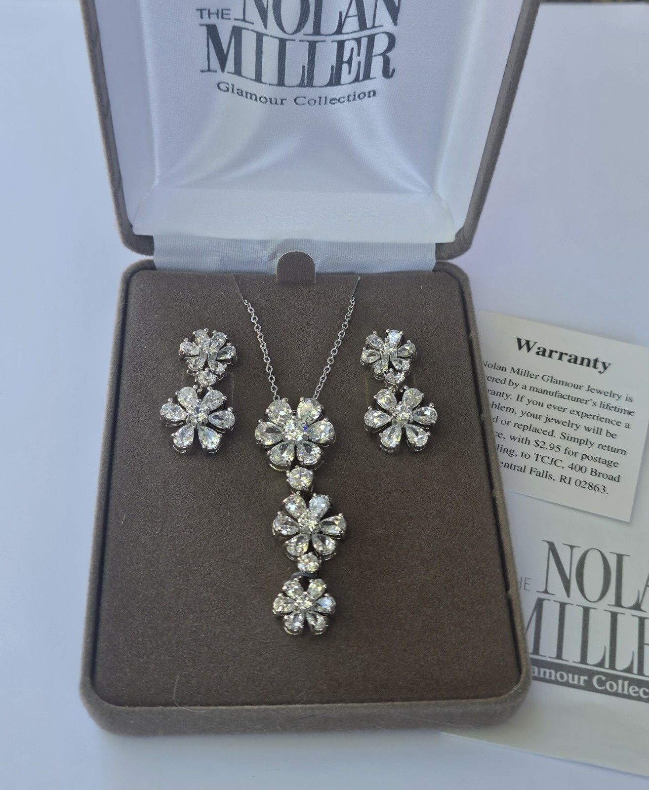 Nolan Miller Ideal Rhinestone Pendant Necklace and Pierced Earrings Set