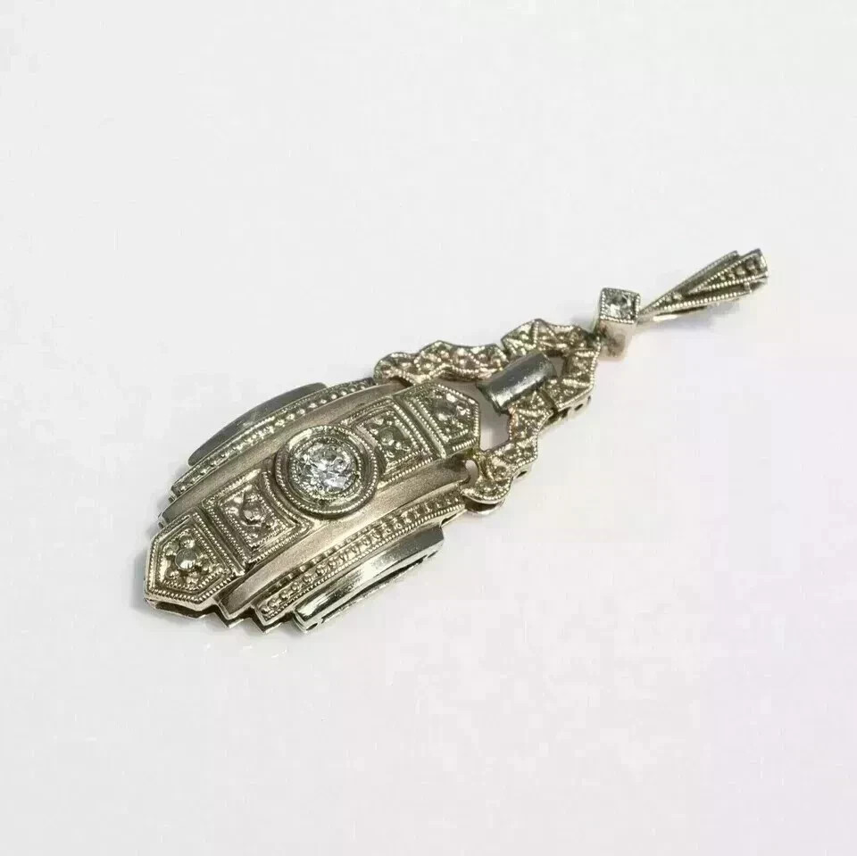 1.8Ct Art Deco Style Lab Created Diamond Anniversary 14K White Gold FN Pendant