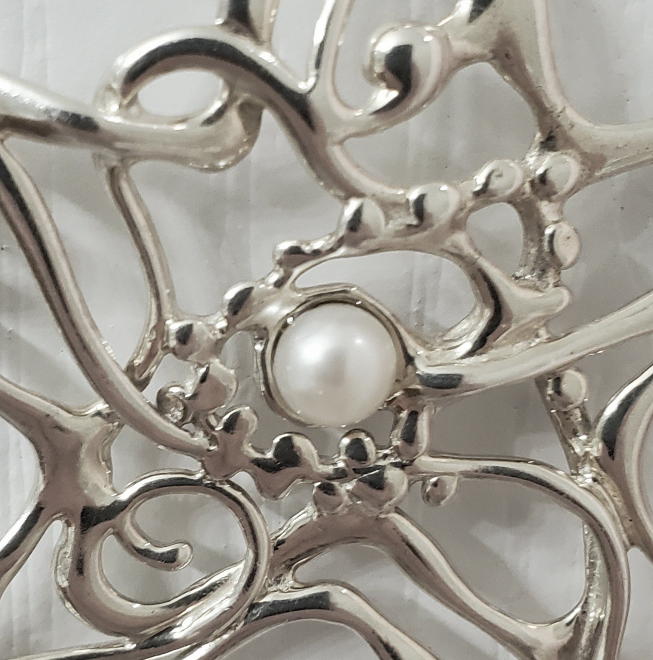 HAGIT GORALI Sterling Vintage Israel Pearl Star Pendant W Chain