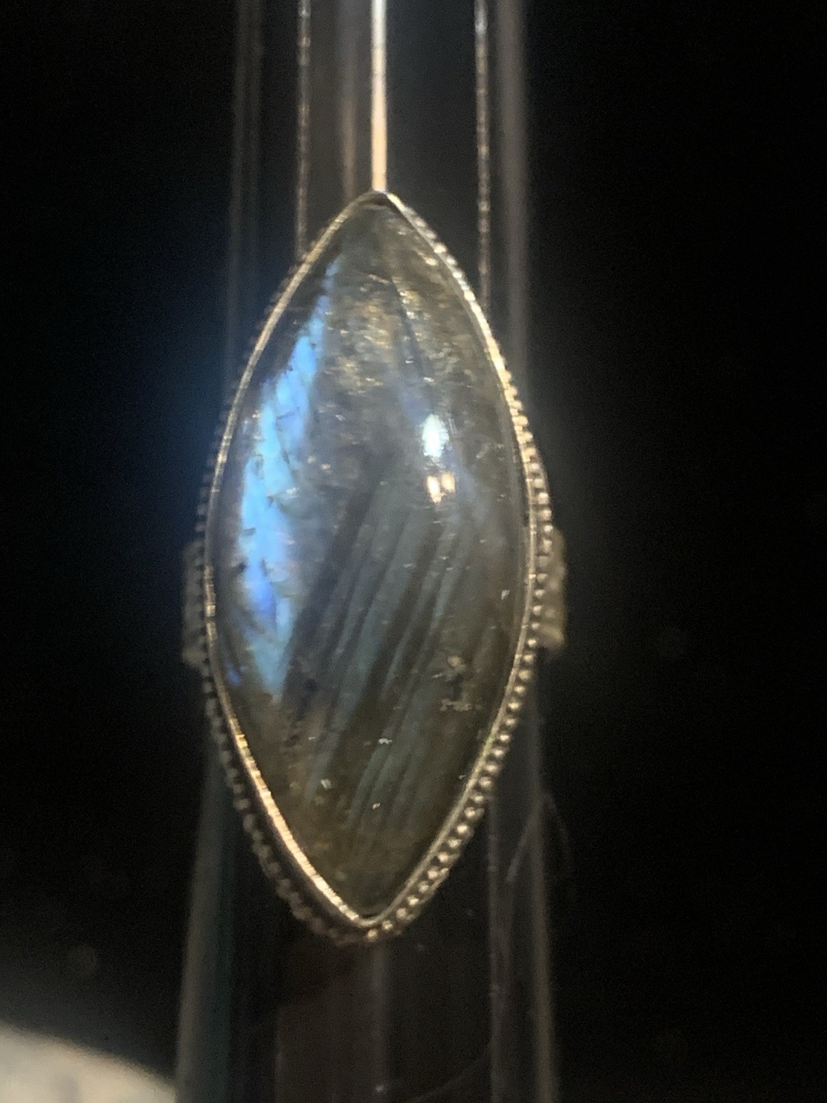 Vintage Large Labradorite Marked 925 Silver Ring Size 7.5 See Pictures!