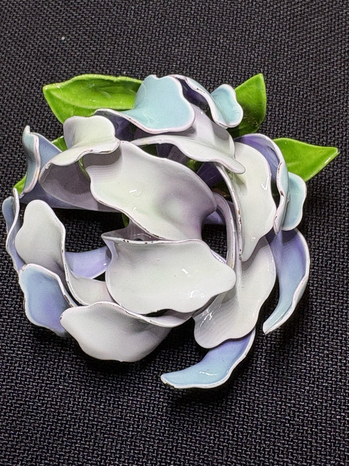 Enamel Floral Brooch With Matching Clip-on Earrings Set Vintage Lavender