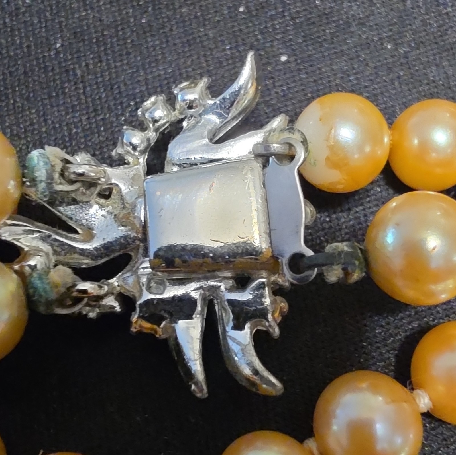 Vintage Double Strand Faux Golden Pearl Necklace 22″ Substantial 100g
