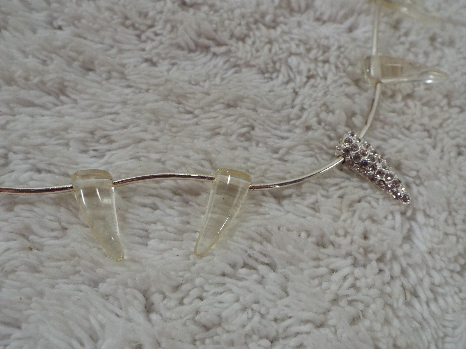 KENSIE Silvertone Rhinestone & Acrylic Spike Bead Necklace (C66)