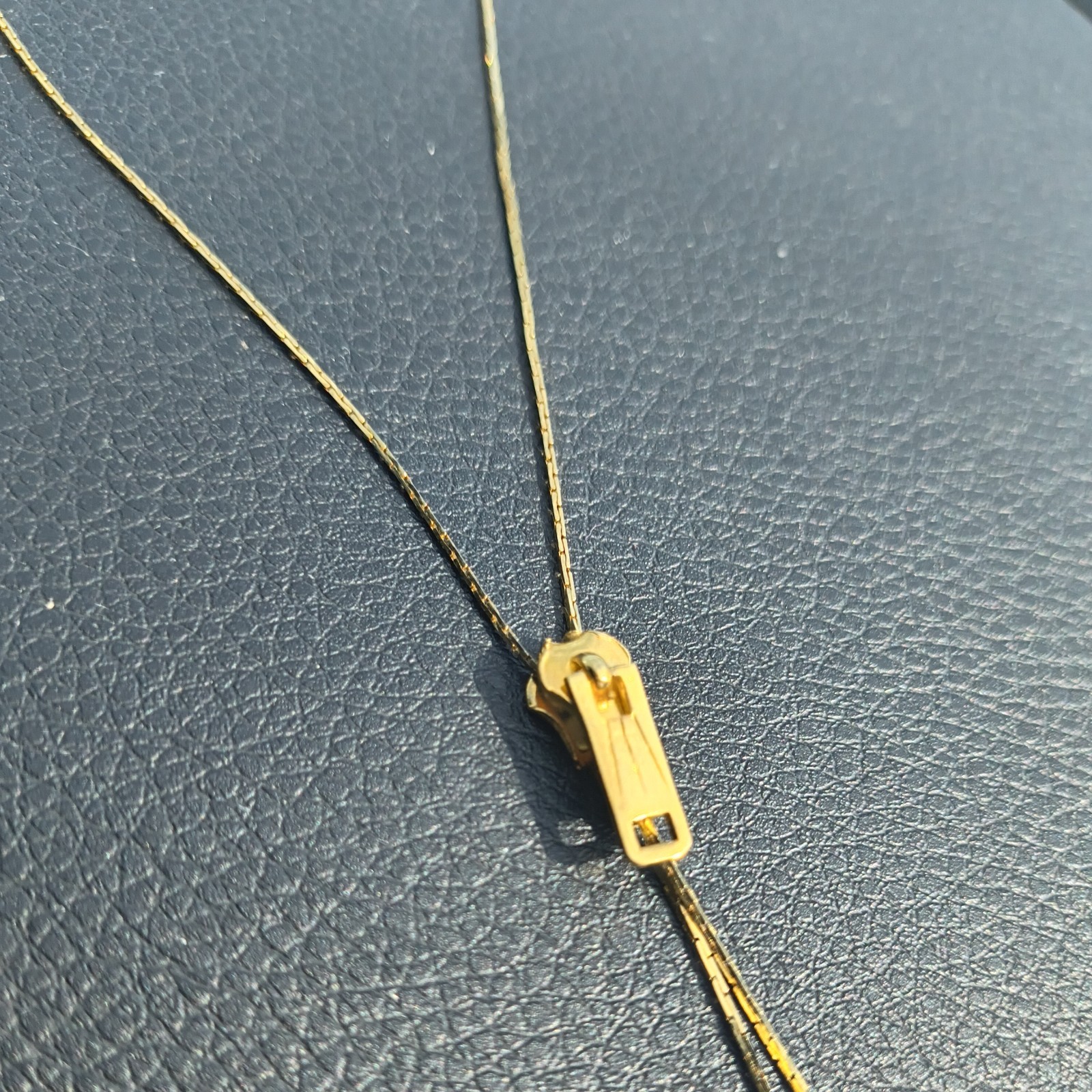 Vintage Gold Tone Bolo, Lariat Zipper, Choker Style Necklace