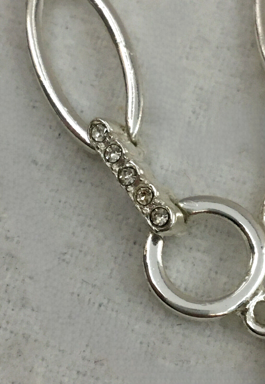 Silver Tone Necklace Blue Faceted Teardrop Pendant And Clear Rhinetone Accents