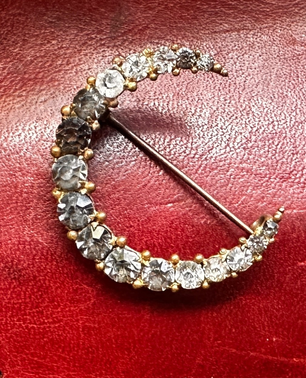 antique victorian crescent moon brooch
