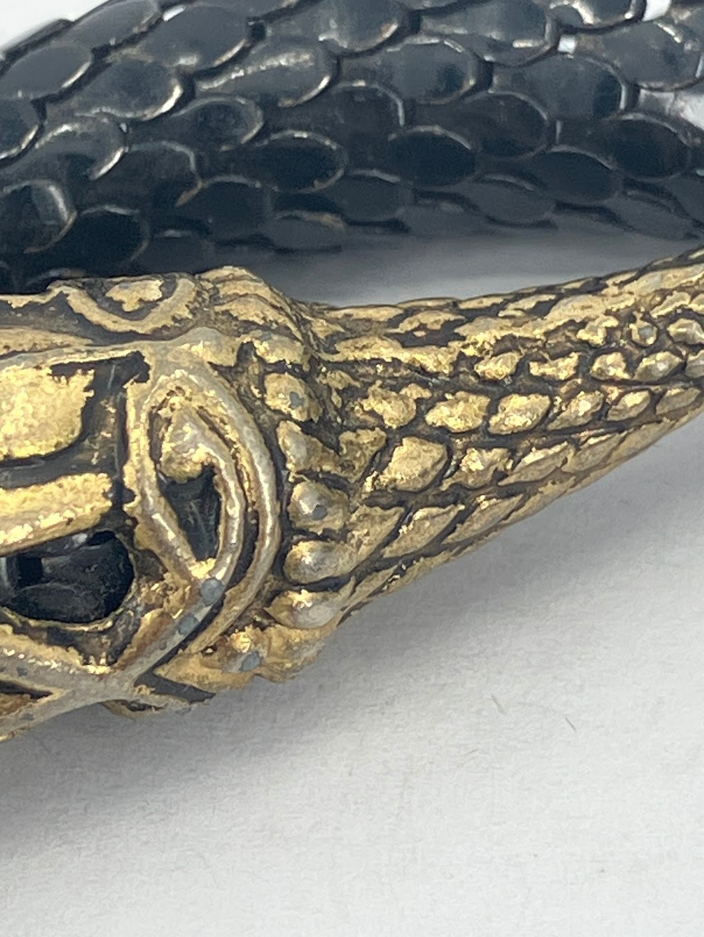 Vintage Snake Bracelet Black Mesh Bypass Wrap DL Auld