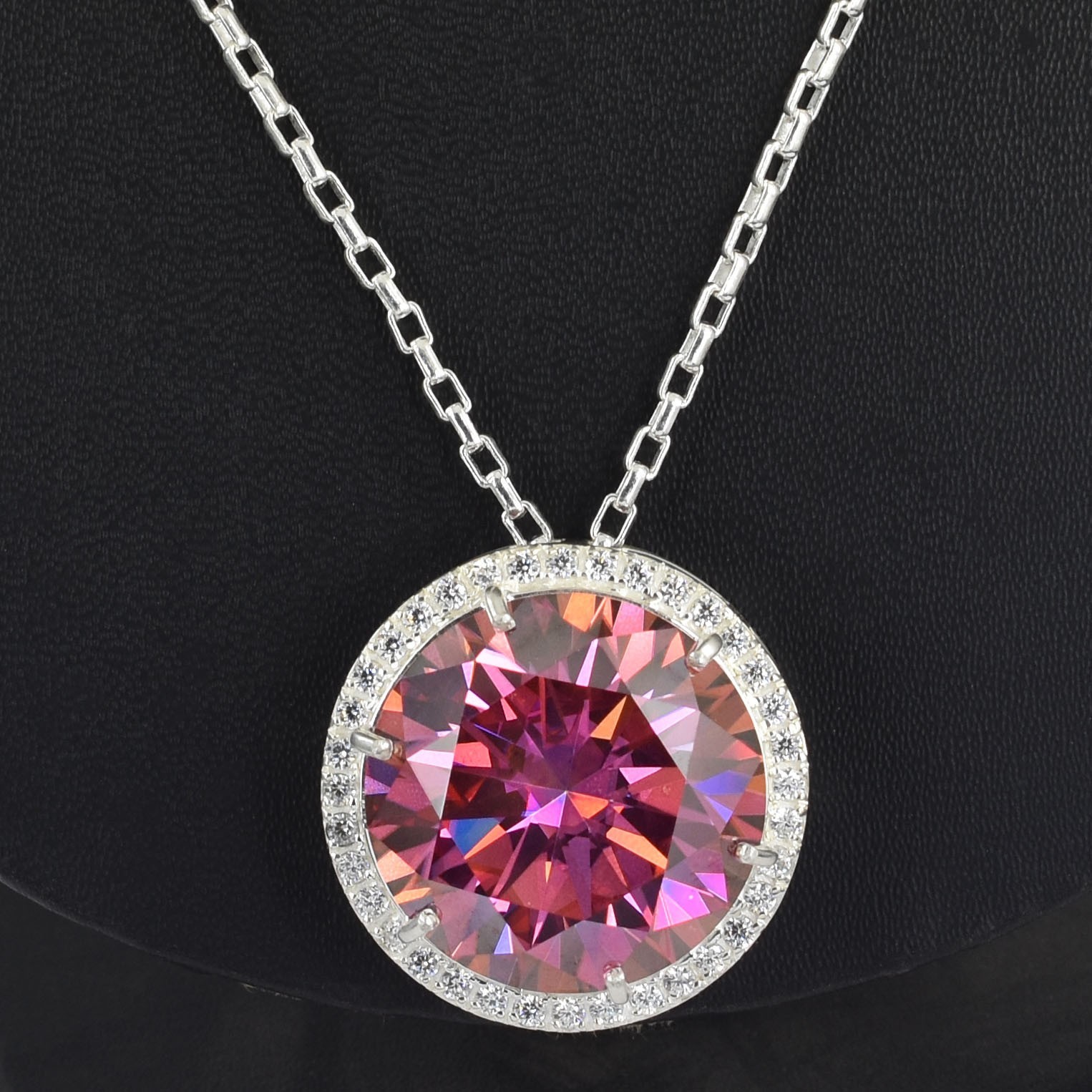 RARE 14 Ct Pink Diamond Solitire Necklace-Amazing Shine-FREE Diamond Studs