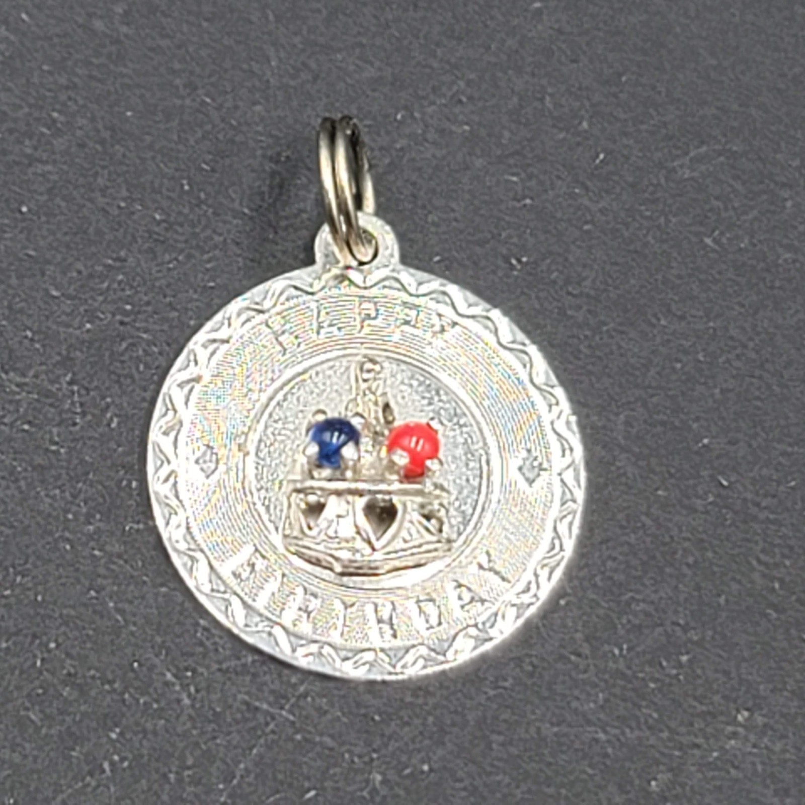 Vintage 3D Happy Birthday Cake Enamel CREA Sterling Silver Charm Pendant 7/8″