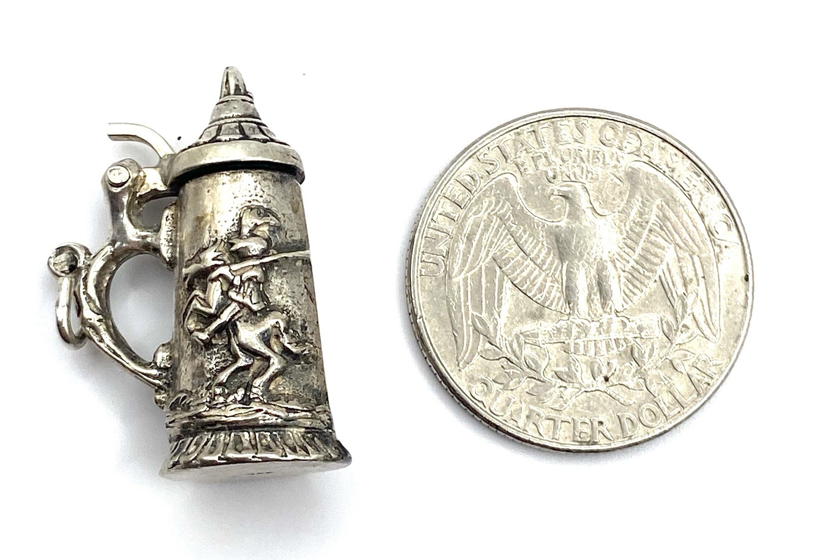 Vintage German Stein Figural Knight on Horse Castle 835 Fine Silver Pendant