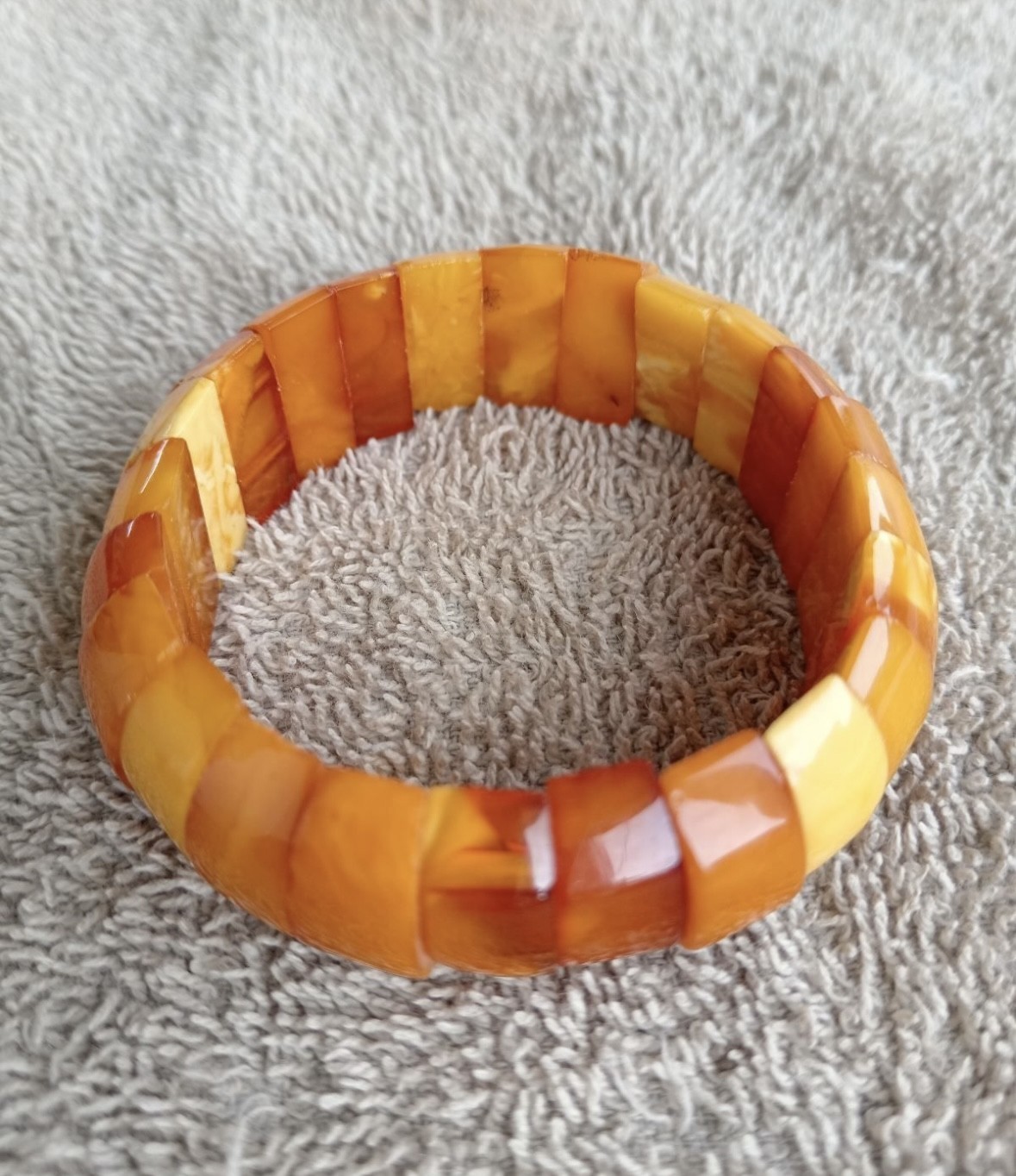 老琥珀 NATURAL BALTIC OLD AMBER EGG BUTTERSCOTCH YOLK Bracelet Vintage 24 GR