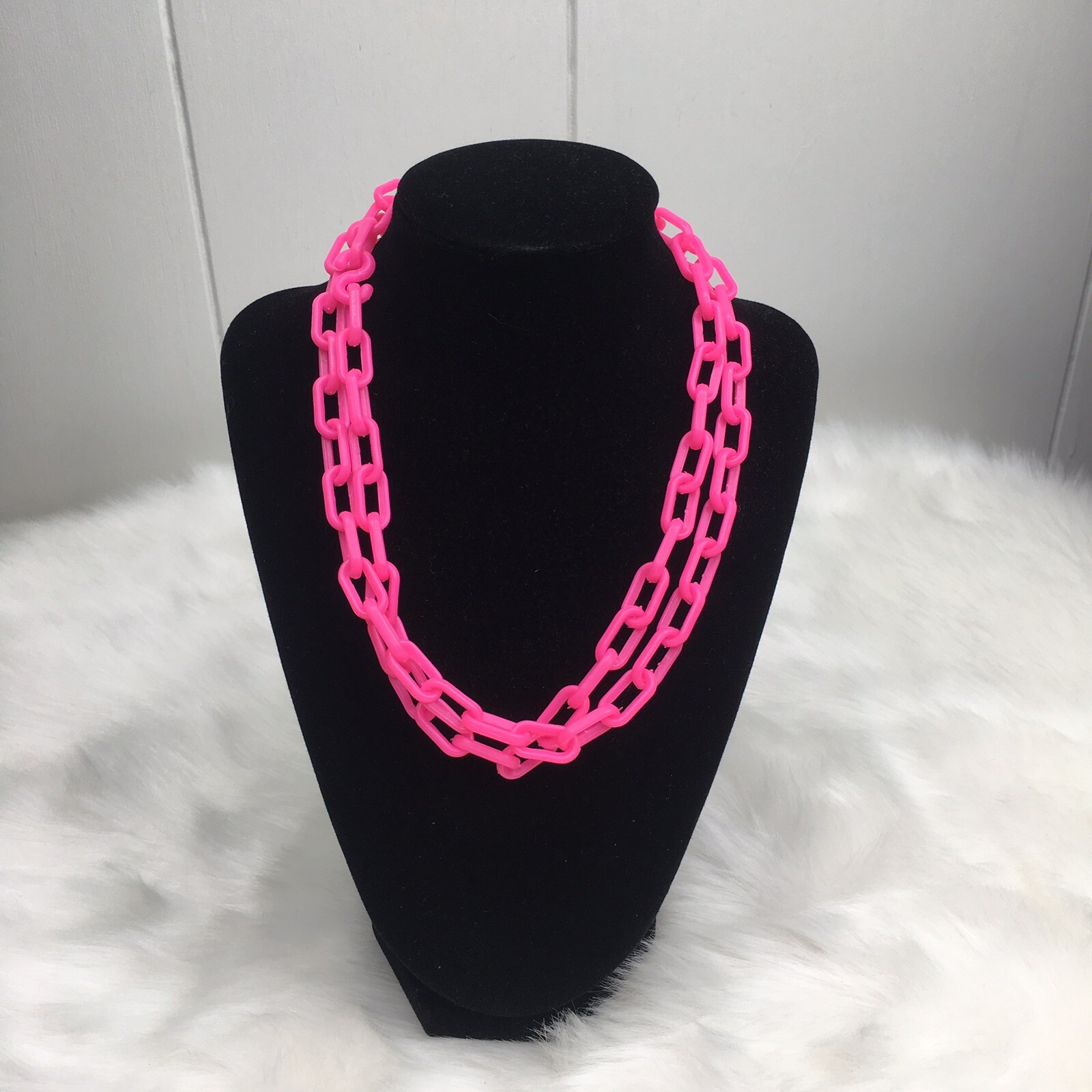 NEW Bell Charm Plastic Link Chain Necklace Costume Deadstock Vintage Retro 1980s
