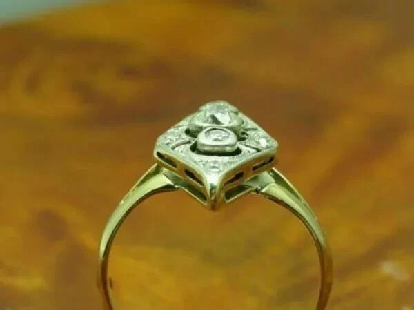 Vintage Art Deco Style Lab Created Sapphire Diamond Engagement 925 Silver Ring