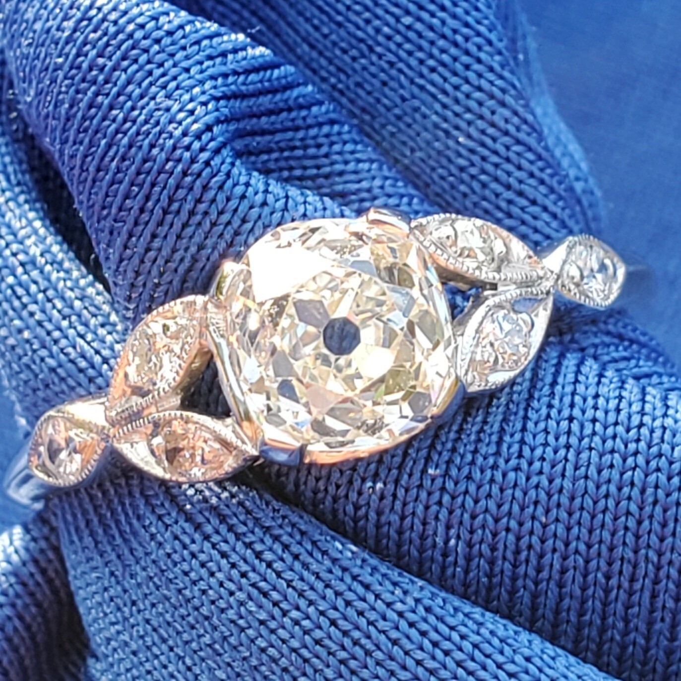 Original EARTH MINED DIAMOND Deco Engagement Ring Vintage PLATINUM Solitaire 1.3