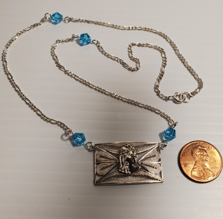 VTG 18″ Solid Sterling Silver Unusual Exotic Ethnic Princess Pendant Necklace