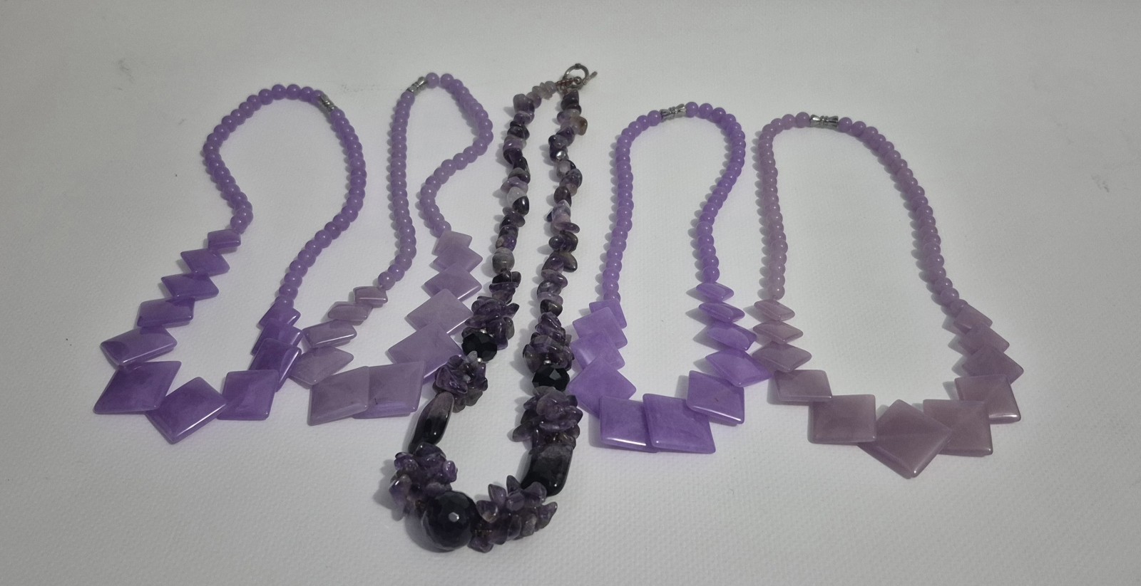 5 pc Mixed Lot Beaded Necklaces Purple/Black Unisex Adults Fashion