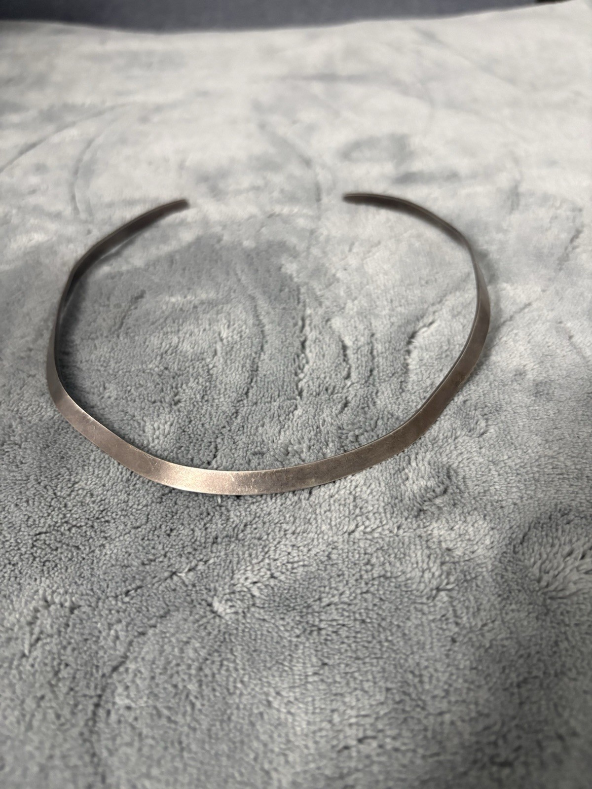 Vintage Sterling Silver Cuff Collar Necklace Flat Choker wavy 23g 14”