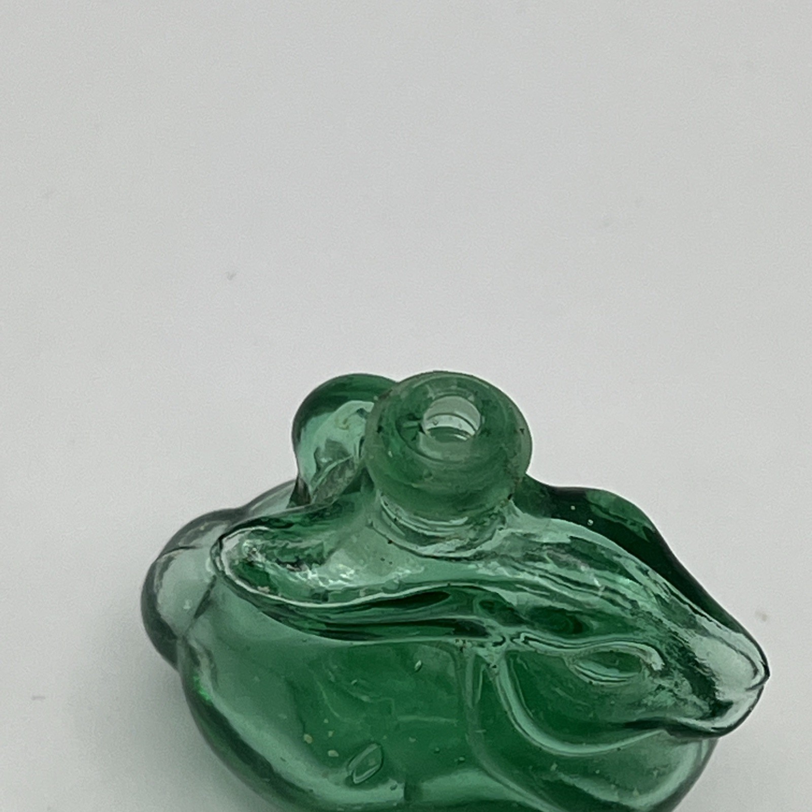 Vintage Max Factor Green Glass Rabbit Perfume Pendant