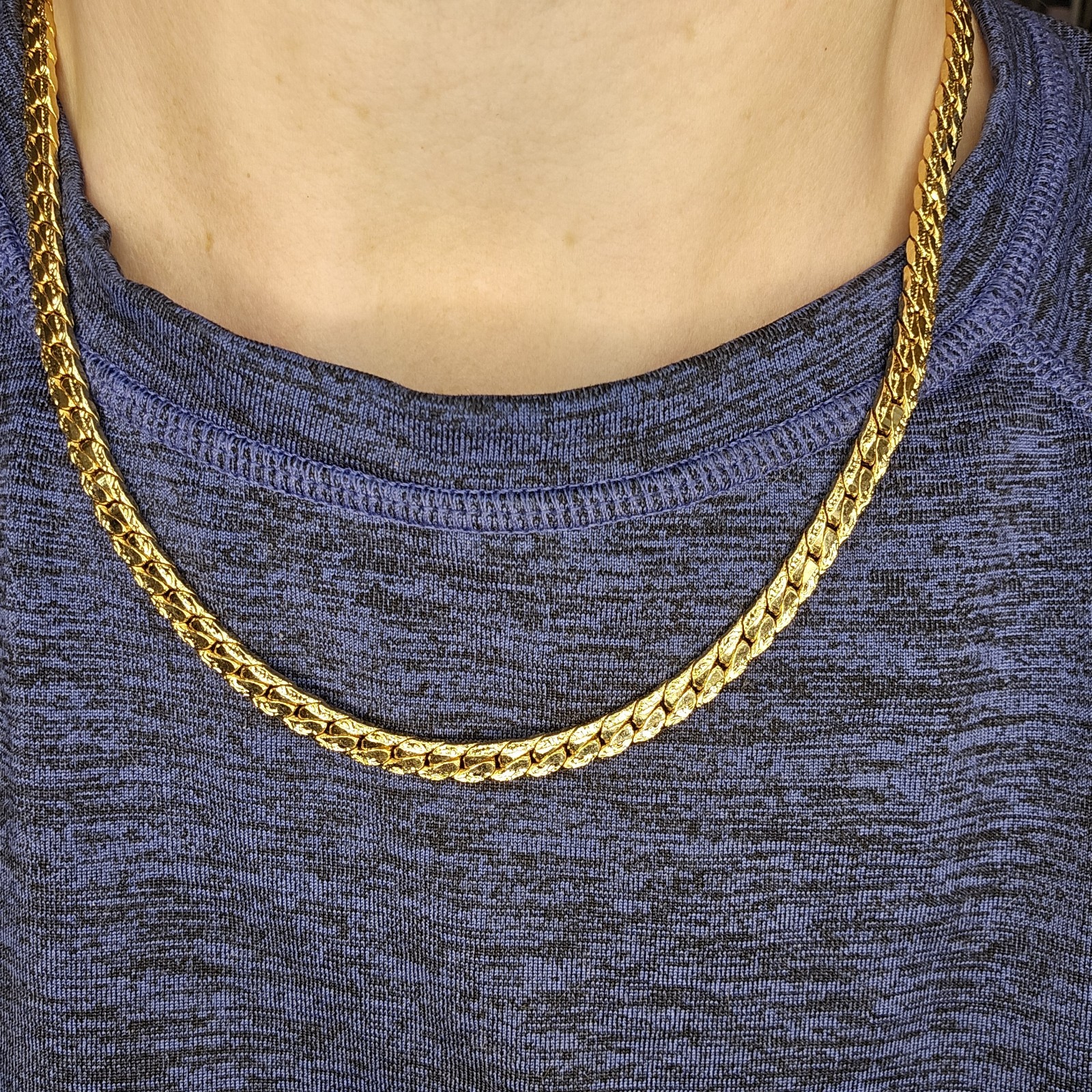 VTG Gold Plated Flat Chain Necklace 18 Inches Classic 5 mm Gift For Her