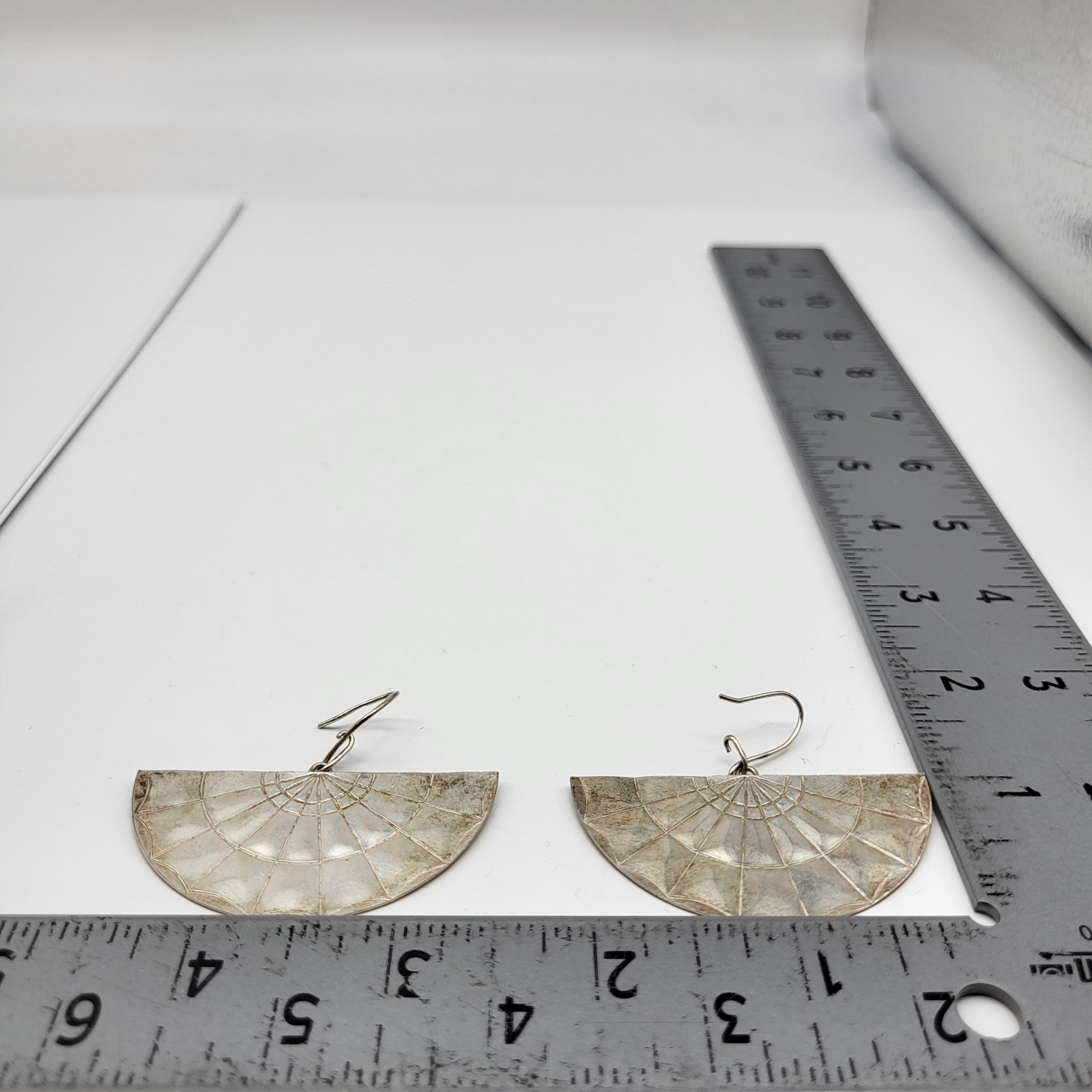 Stunning Artisan Spiderweb fan Dangle Drop Earrings Bold Sexy Goth