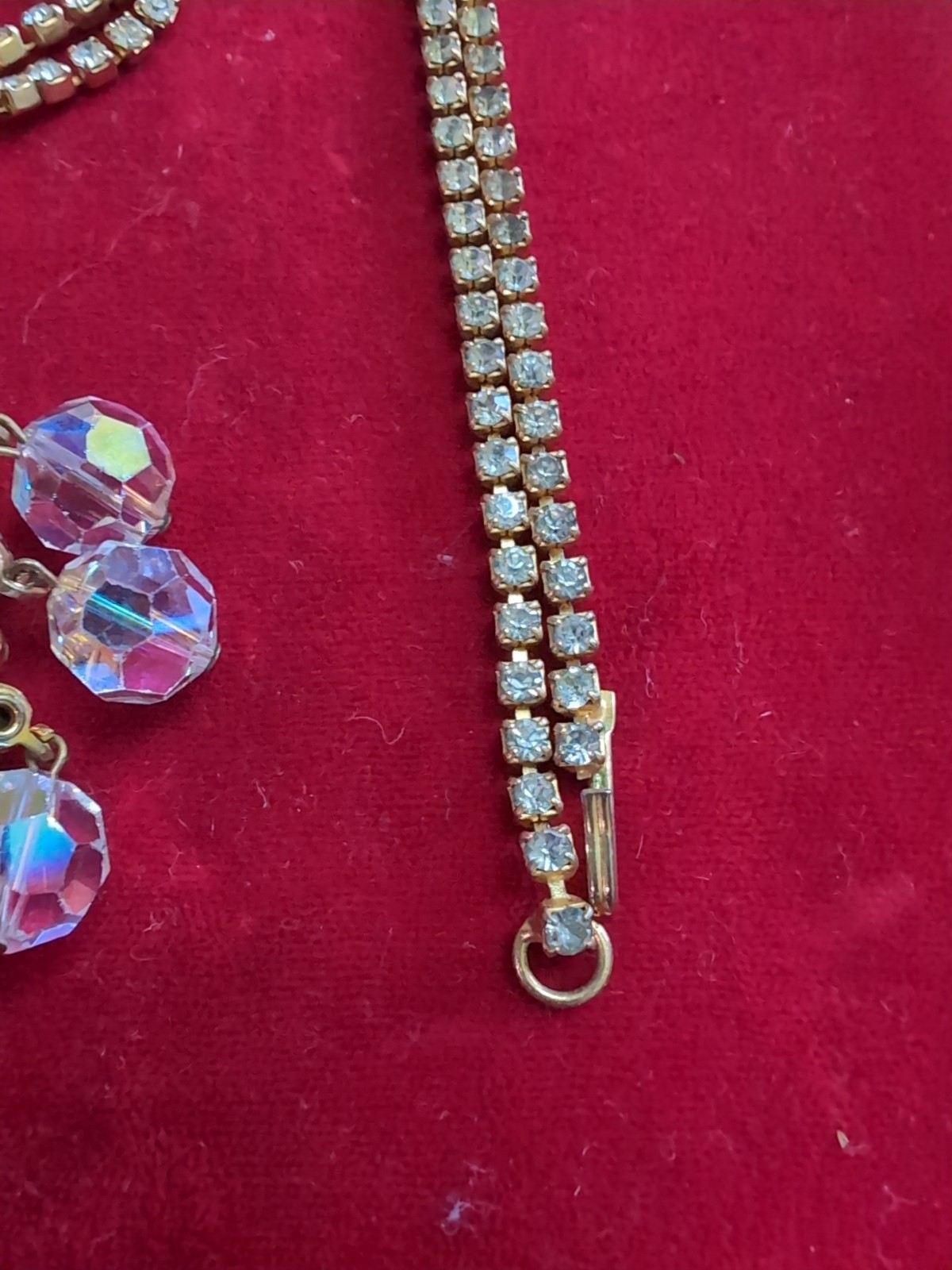 Vintage D&E JULIANA ab rhinestone Crystal cluster 26″ NECKLACE 2″Brooch/Pendant