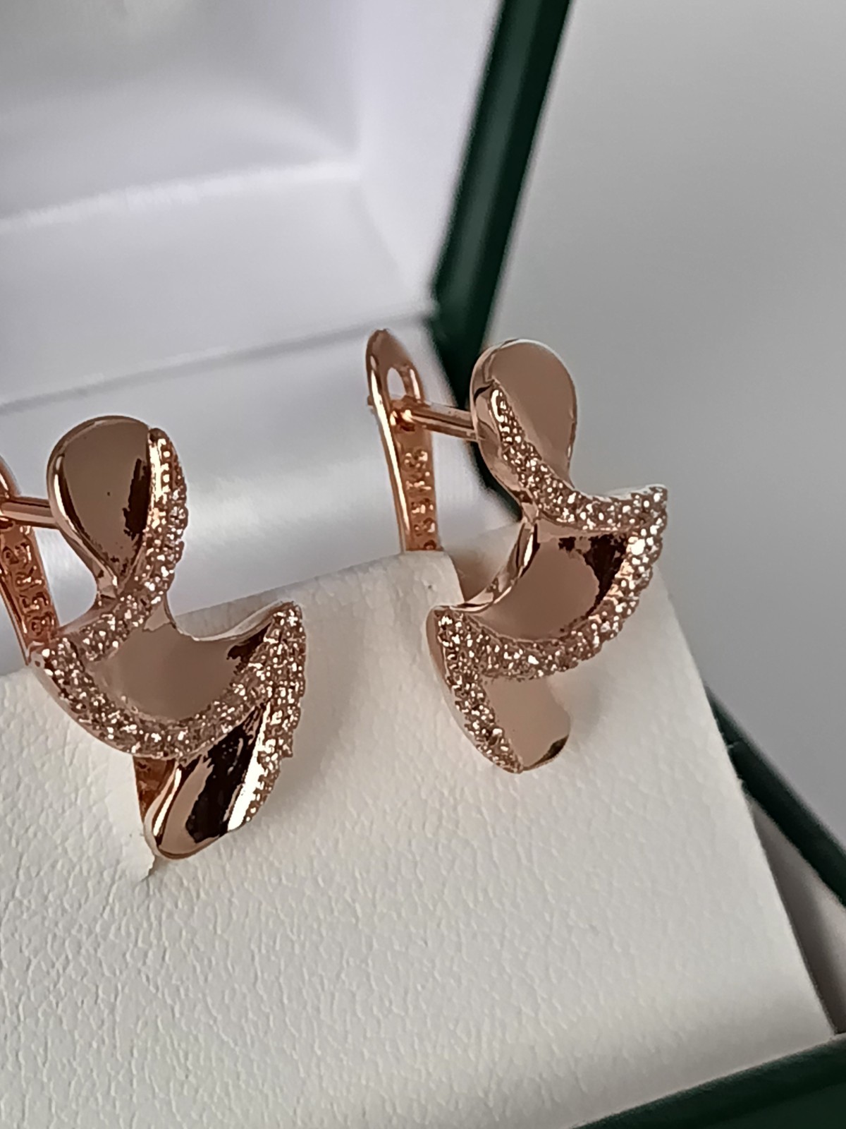 Vintage 1990-s 14 Ct Rolled Gold Zircons Earrings-Hallmarked 585 RG